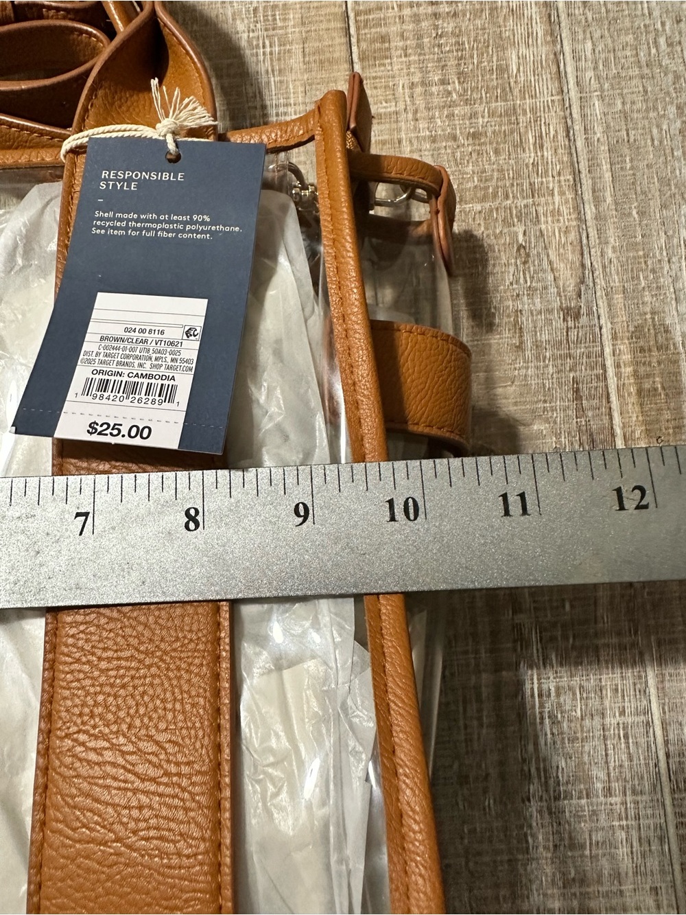 Universal Thread Clear Stadium Purse- Faux Brown Leather with long strap - Picture 3 of 3